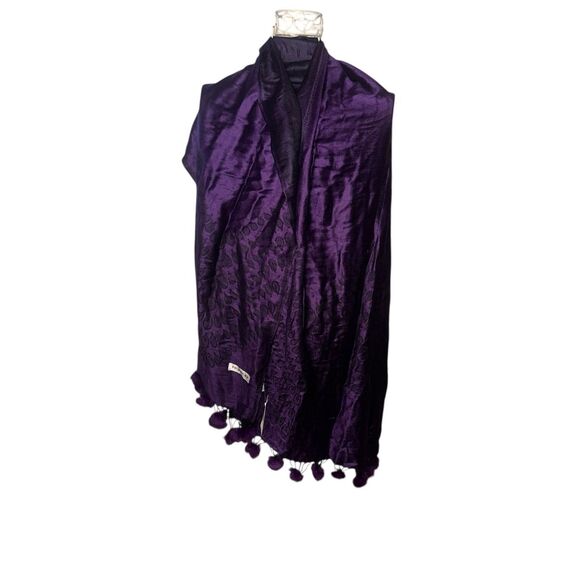 NEW WITH TAGS Pashmina VERY MODA Scarf Women's Scarf Wrap Shawl PURPLE/BLACK  Wr - Picture 2 of 11